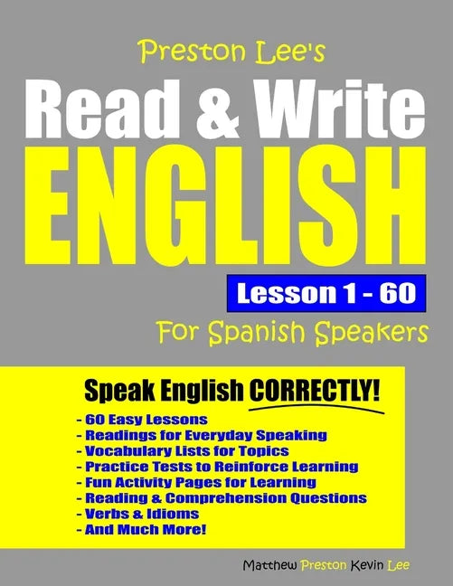 Preston Lee's Read & Write English Lesson 1 - 60 For Spanish Speakers - Paperback