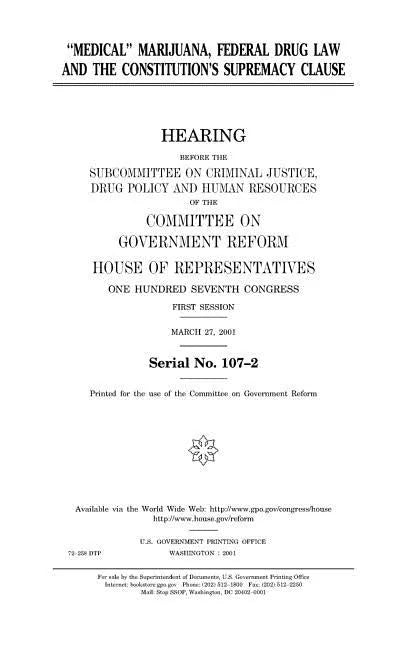 "Medical" marijuana, federal drug law, and the constitution's supremacy clause - Paperback