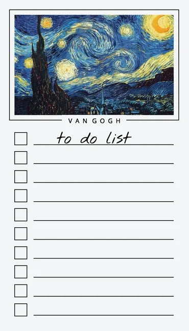 To Do List Notepad: Van Gogh Art, Checklist, Task Planner for Grocery Shopping, Planning, Organizing - Paperback
