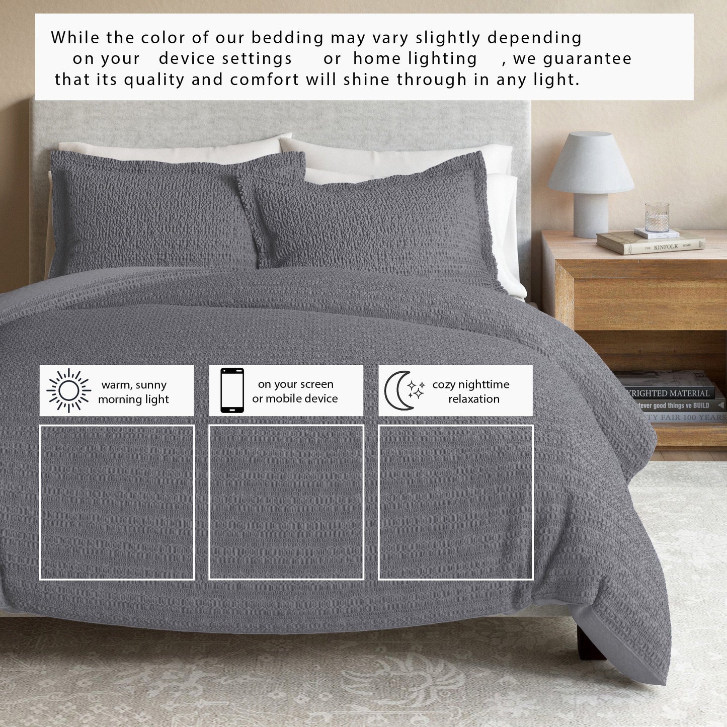 100% Cotton Honeycomb Waffle Duvet Set - Mattea Collection