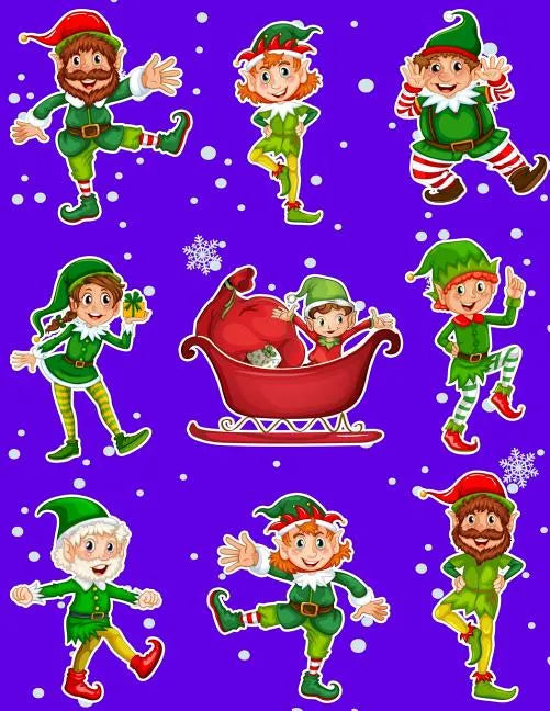 Christmas Holiday Sticker Album Dancing Elves: 100 Plus Pages For PERMANENT Sticker Collection, Activity Book For Boys and Girls - 8.5 by 11 - Paperback