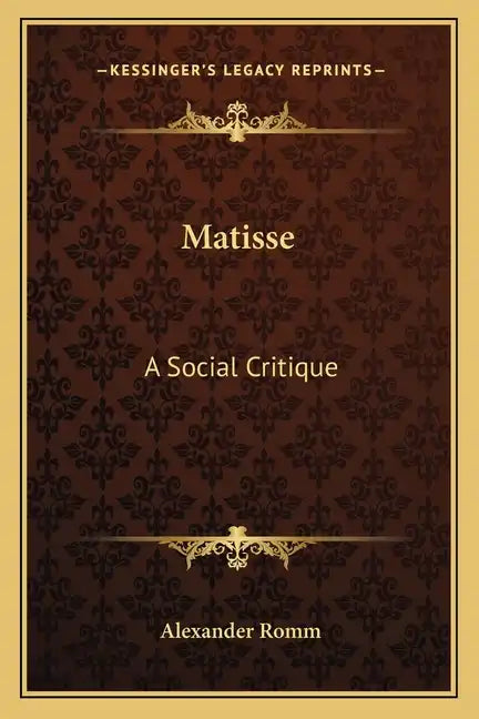 Matisse: A Social Critique - Paperback