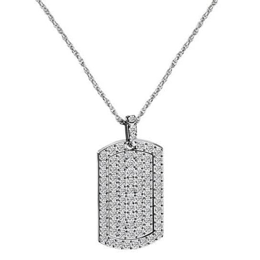 Gold Filled High Polish Finsh Men's Pendant Filled Iced Out Micro-Pave Gold Color Charm Square Tag Necklace With Chain