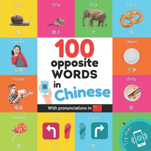 100 opposite words in chinese: Bilingual picture book for kids: english / chinese with pronunciations - Paperback