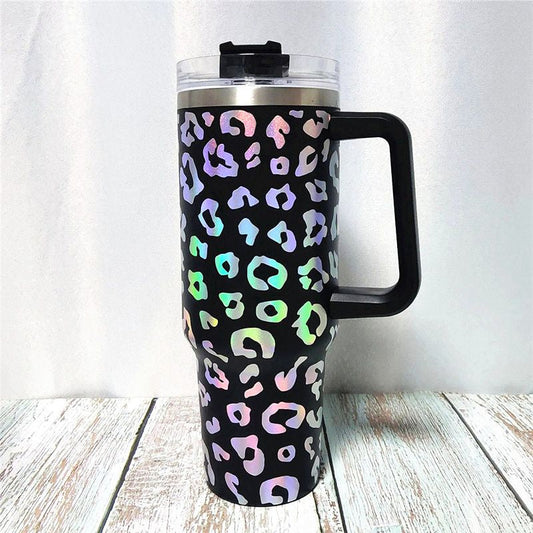 40oz Holographic Cheetah Leopard Laser Etched Stainless Tumbler