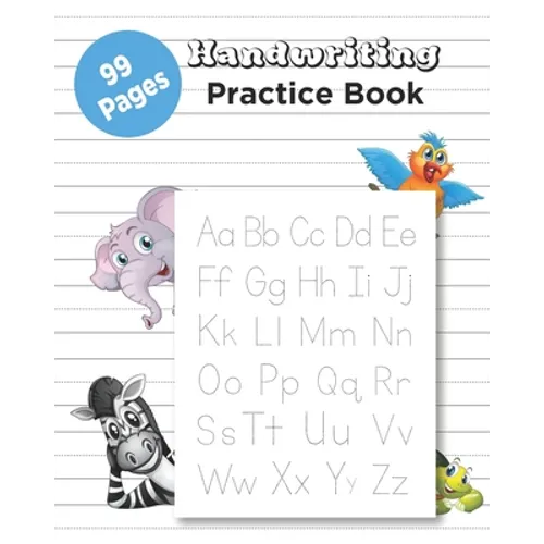 Handwriting Practice Book: 99 Pages English Handwriting Practice Book Writing Paper for letters with Lines Cursive Handwriting Paper Three lines - Paperback