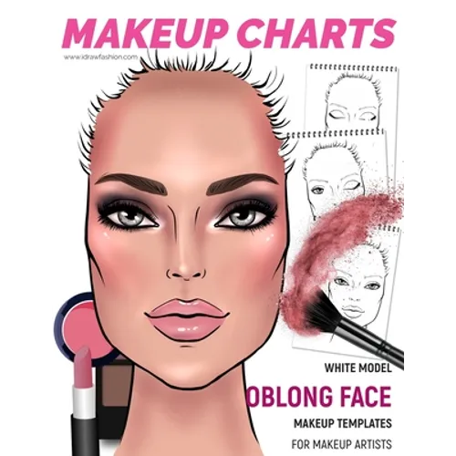 Makeup Charts - Face Charts for Makeup Artists: White Model - OBLONG face shape - Paperback