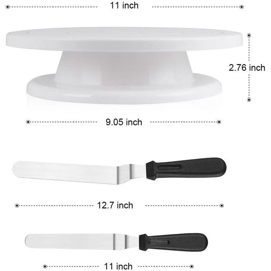 Kootek 11 Inch Rotating Cake Turntable with 2 Icing Spatula and 3 Icing Smoother