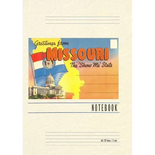 Vintage Lined Notebook Postcard Folder, Greetings from Missouri - Paperback
