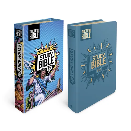 The Action Bible Study Bible Esv, Leathersoft, Blue, Full Color - Imitation Leather