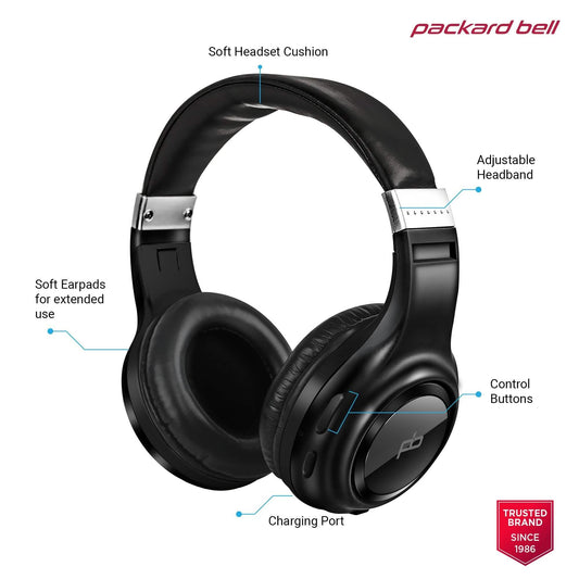Packard Bell Dynamic Audio Wireless Headphones - Rechargeable HD Headset