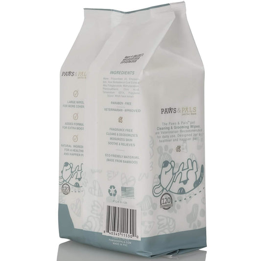 Paws & Pals Pet Grooming Wipes Hypo-Allergenic Cleansing and Deodorizing