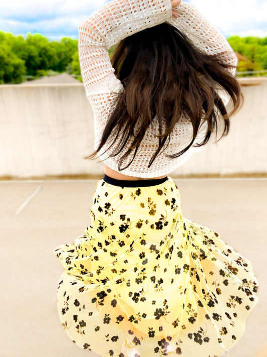 Wide Sleeve Crochet Crop Top Coverup
