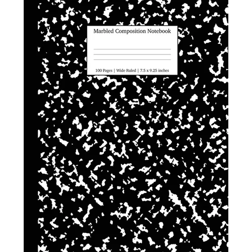 Marbled Composition Notebook: Black Marble Wide Ruled Paper Subject Book - Paperback