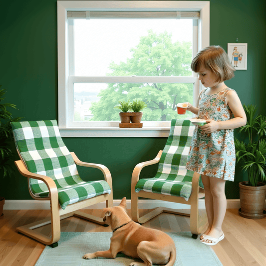 Green Check Slipcover, Compatible with IKEA Children's Poang Chair