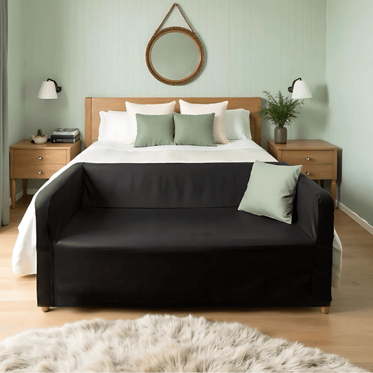 Solid Black European Linen Slipcover – Compatible with IKEA Knopparp Sofa (3-Seater)