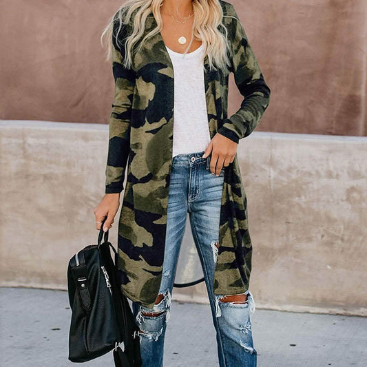 Women's Open Front Printed Cardigans Sweaters Thin Coats Jackets Outerwear