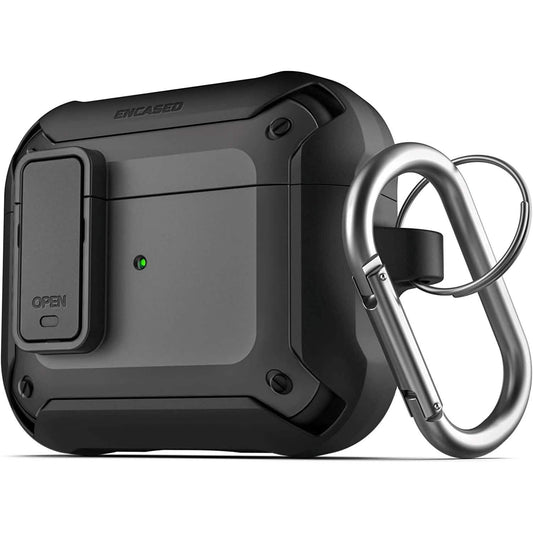 X-Armor for Airpods 3rd Generation Case with Locking Lid | Protective Carrying Pod with Carabiner Keychain (Airpods Gen 3)