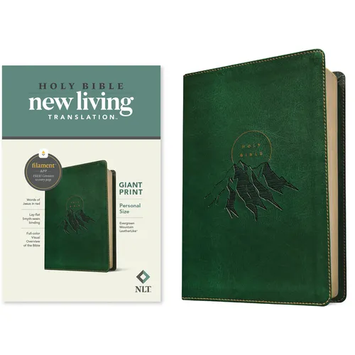 NLT Personal Size Giant Print Bible, Filament Enabled (Leatherlike, Evergreen Mountain, Red Letter) - Imitation Leather