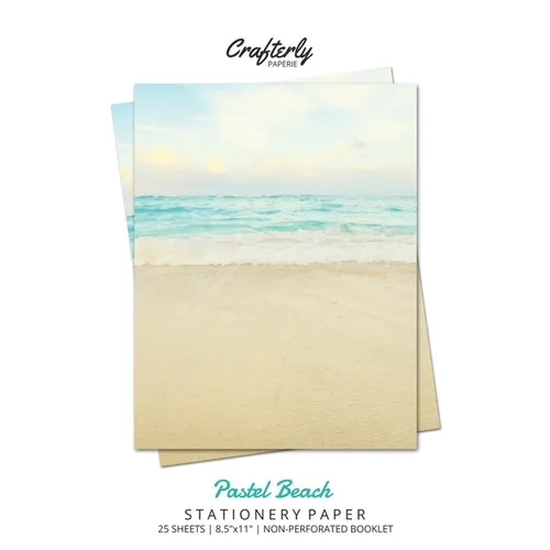 Pastel Beach Stationery Paper: Aesthetic Letter Writing Paper for Home, Office, Letterhead Design, 25 Sheets - Paperback