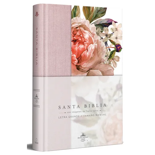 Biblia Reina Valera 1960 Letra Grande. Tapa Dura, Tela Rosada Con Flores, Tamaño Manual / Bible Rvr 1960. Handy Size, Large Print, Hardcover, Pink - Hardcover