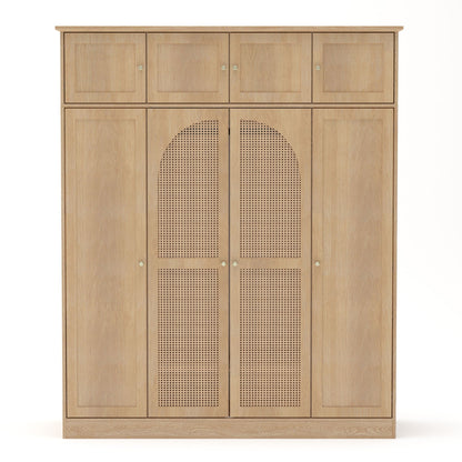 8 Door Armoire Wardrobe with Adjustable Shelves and Hanging Rod