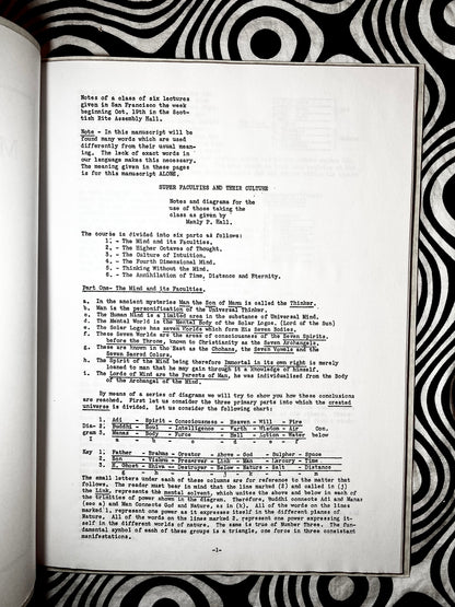 Super Faculties and Their Culture (Special Class) — Manuscript Series : Number Forty Three — Manly P. Hall — 1924