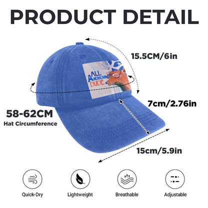 All American Dude with Deer Vintage Washed Baseball Cap | Ships from USA