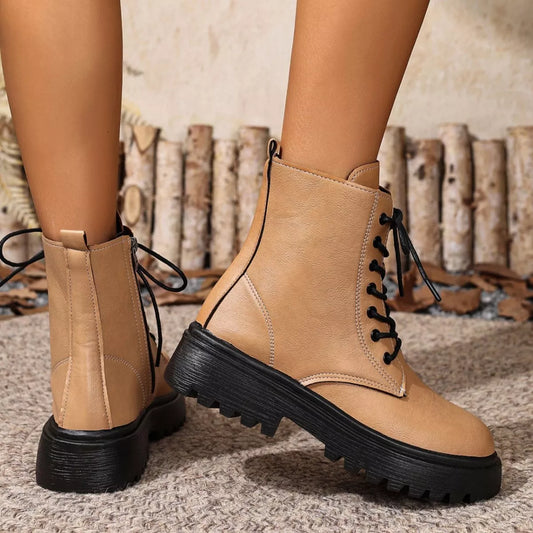 Lace-Up Ankle Combat Boots