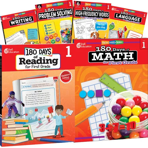 180 Days(tm) Reading, High-Frequency Words, Math, Problem Solving, Writing, & Language for Grade 1: 6-Book Set: Practice, Assess, Diagnose - Paperback
