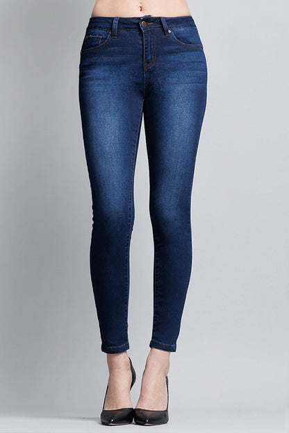 Mid Rise Push Up Ankle Skinny Jeans