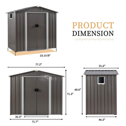 [04X06FT] Alora Outdoor All-Weather Galvanized Metal Storage Shed With Sliding Door (SAK96472)