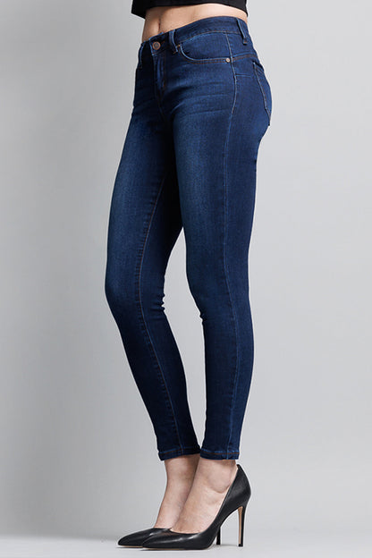 Mid Rise Push Up Ankle Skinny Jeans