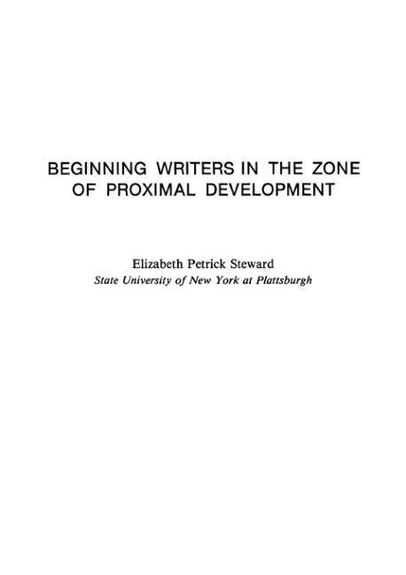 Beginning Writers in the Zone of Proximal Development - Paperback