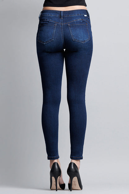 Mid Rise Push Up Ankle Skinny Jeans