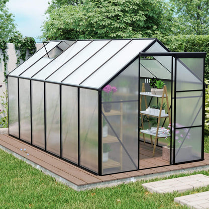 [06X12FT] Heavy-Duty Black Polycarbonate Greenhouse With Raised Base And Anchor (SAK92451)