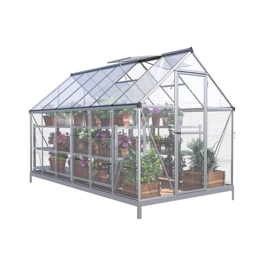 [06X12FT] Heavy-Duty Outdoor Aluminum Polycarbonate Walk-In Greenhouse With Lockable Hinged Door (SAK85247)