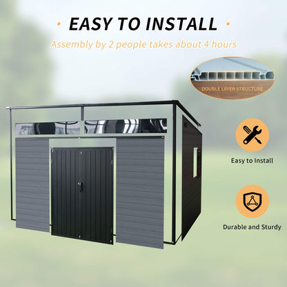 [07X10FT] Alora Outdoor Resin Garden Shed With Floor, Window, And Lockable Door (SAK25987)