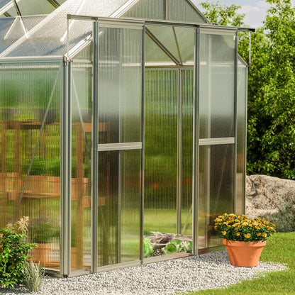 [08X12FT] Heavy-Duty Polycarbonate Outdoor Greenhouse With Aluminum Frame And Sliding Doors (SAK90426)