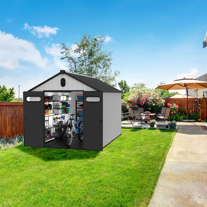 [08X12FT] Alora Large Polypropylene Storage Shed With Reinforced Floor And Lockable Swing Doors (SAK07451)