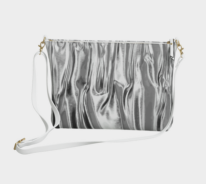Womens Molten Silver Vegan Crossbody Bag