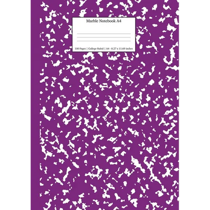 Marble Notebook A4: Purple Marble College Ruled Journal - Paperback