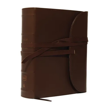 NKJV, Journal the Word Bible, Large Print, Premium Leather, Brown, Red Letter Edition: Reflect, Journal, or Create Art Next to Your Favorite Verses - Leather