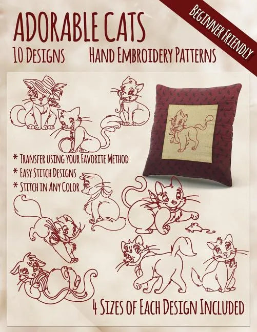 Adorable Cats Hand Embroidery Patterns - Paperback