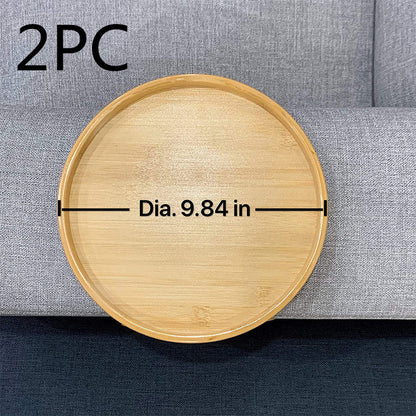 Round Bamboo Sofa Tray with Legs Foldable