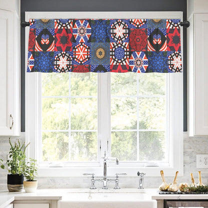 4th of July Pattern Short Window Valance Curtain 60" x 18"（Made in USA）