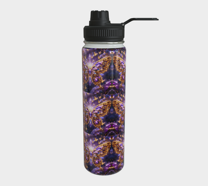 Crystal Purple Butterflies 24 oz Stainless Steel Water Bottle
