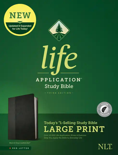 NLT Life Application Study Bible, Third Edition, Large Print (Leatherlike, Black/Onyx, Indexed) - Imitation Leather