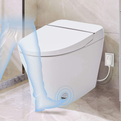Nuvia 1/1.28 GPF Smart Compact Dual Flush Tankless Toilet Bidet Combo With Self-Cleaning Nozzle And Foot Sensor Flush (SAK58021)