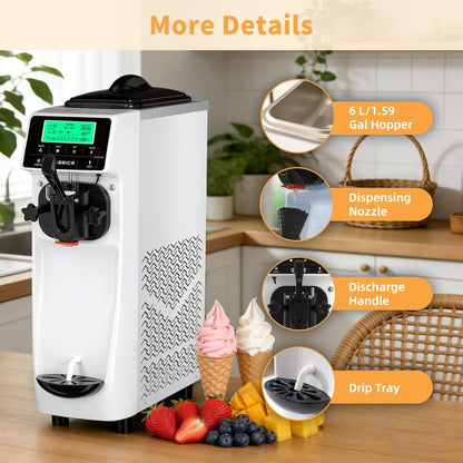 1.6-Gal Single-Flavor Soft Serve Ice Cream Maker With Pre Cool (SAK96024)